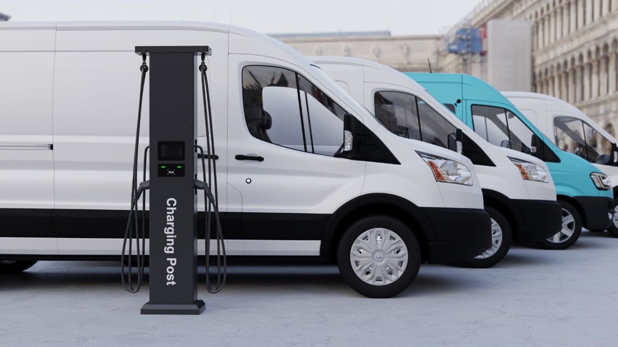 L'EVCP5 è una colonnina di ricarica per veicoli elettrici a doppia porta, adatta a scuole, centri commerciali e parcheggi.