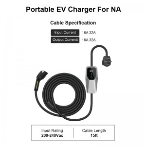 EVB04 NA Level 2 Portable Ev Charger, SAE J1772 Standard