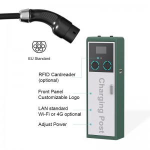EVCP6: Kommerzielles Ladegerät für Elektrofahrzeuge mit zwei Anschlüssen und individuellem Logo